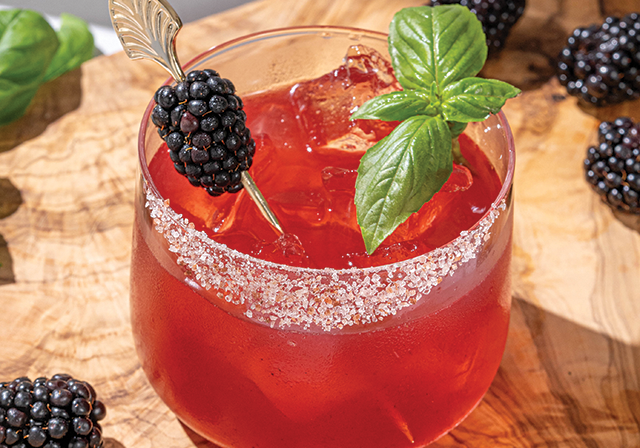 Spicy Blackberry Basil Margarita